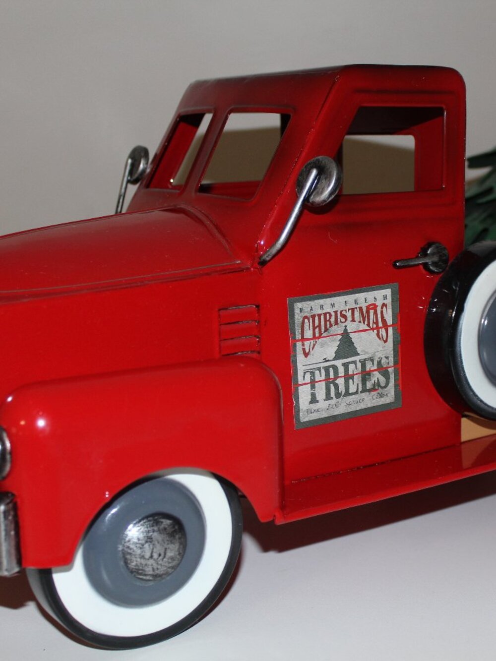 Farm Fresh Christmas Tree Red Metal Steel Pick Truck Large 18" Holiday Decor